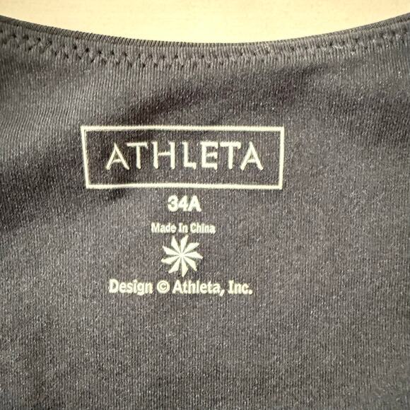 Athleta Black V-Neck Tank Top 34 A‎ Built-in Support Bra Ruched Sides - Picture 2 of 10